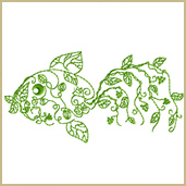 Garden Fish Embroidery Design 2 Sizes Embroidery Design