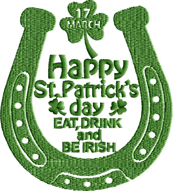 Happy St.Patrick Day Be Irish Free Embroidery Design