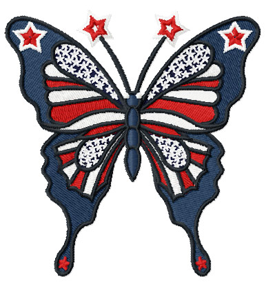 Patriotic Butterfly machine embroidery design