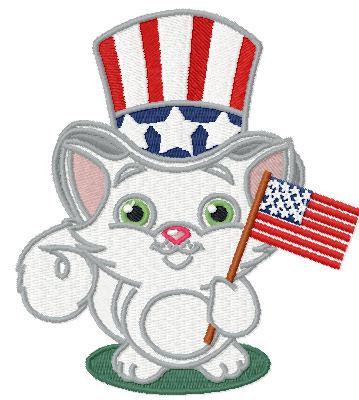 Patriotic Cat Machine Embroidery Design