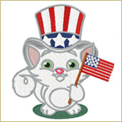 Patriotic Cat Embroidery Design