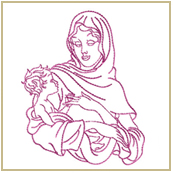 Virgin Mary Holding Baby Jesus Embroidery Design Embroidery Design